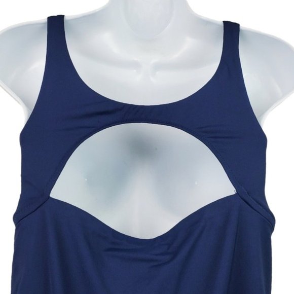 Athleta Womens Blue Mod Block Cutout Tankini Top Size S - Picture 2 of 7